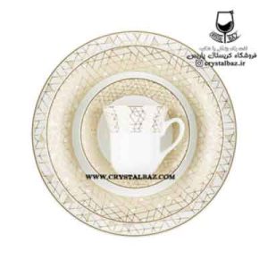 سرویس 108پارچه ژئومتریکال نقره ای پیکره شهرزاد چینی زرین ایران